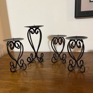 Elegant Black Metal Candle Holders Set